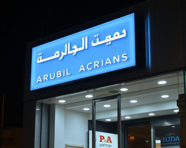 واجهة متجر حديثة مع إضاءة نيون